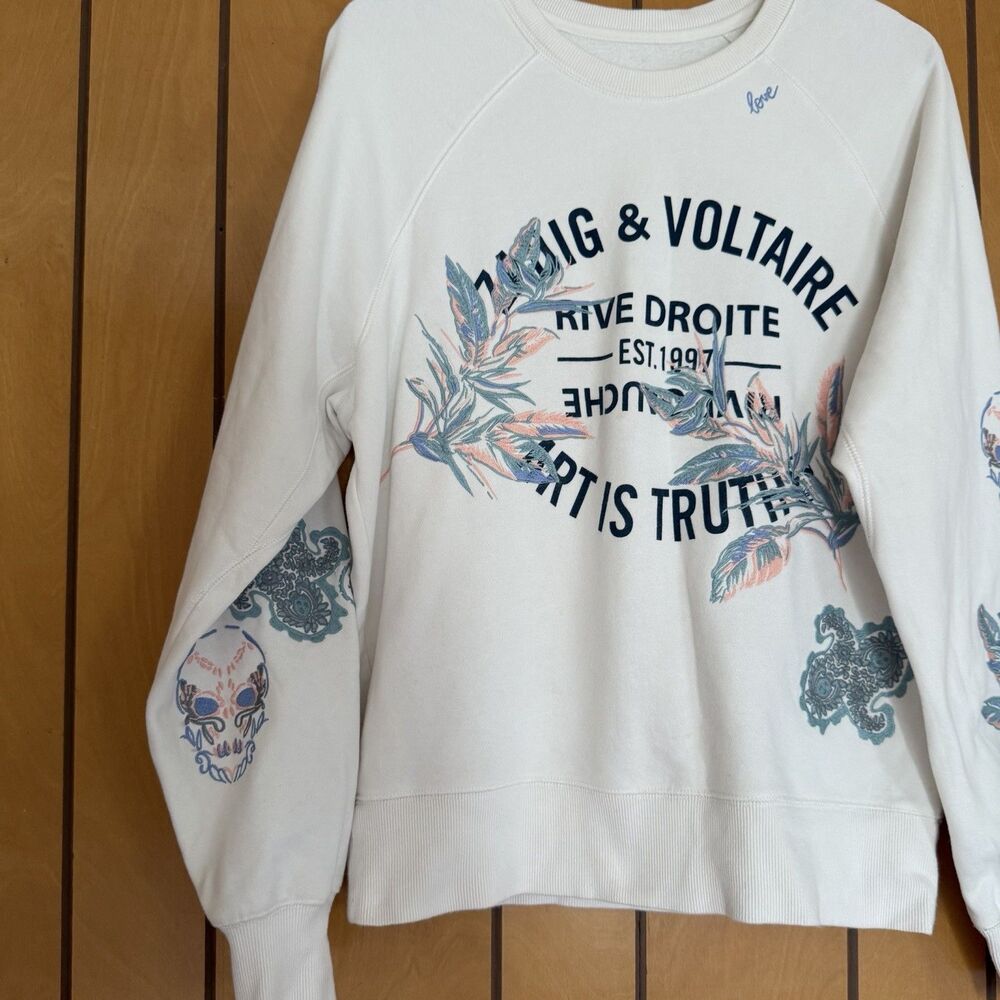 Zadig & Voltaire Upper Blason Brode Sweatshirt Art Is Truth Embroidered XS